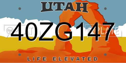 40ZG147 Utah License Plate
