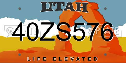 40ZS576 Utah License Plate