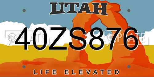 40ZS876 Utah License Plate