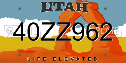 40ZZ962 Utah License Plate