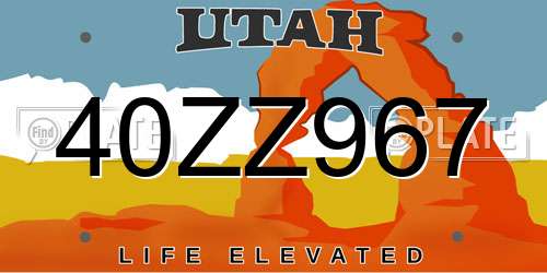 40ZZ967 Utah License Plate