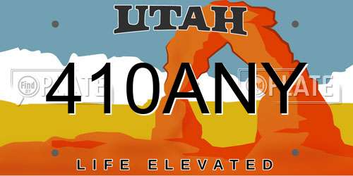 410ANY Utah License Plate