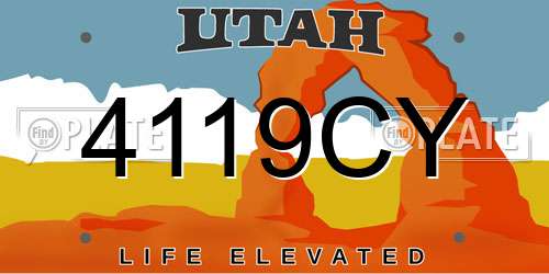 4119CY Utah License Plate