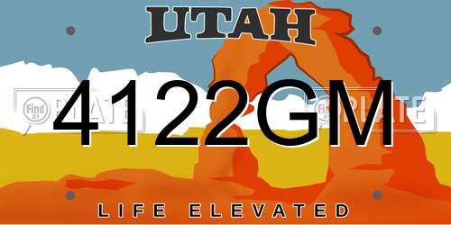 4122GM Utah License Plate
