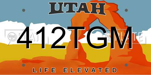 412TGM Utah License Plate