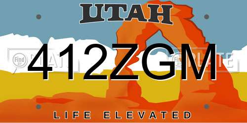 412ZGM Utah License Plate