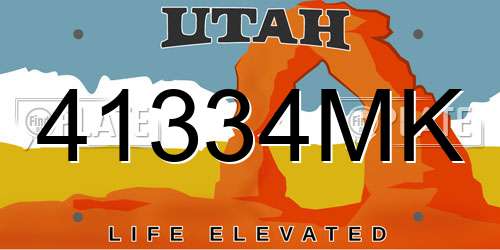 41334MK Utah License Plate