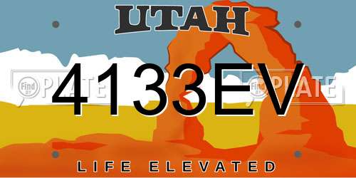 4133EV Utah License Plate
