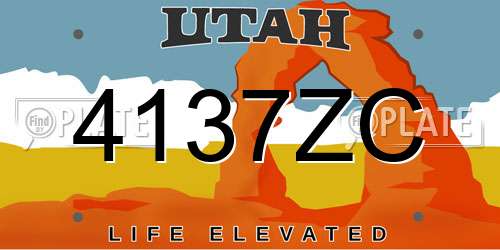 4137ZC Utah License Plate