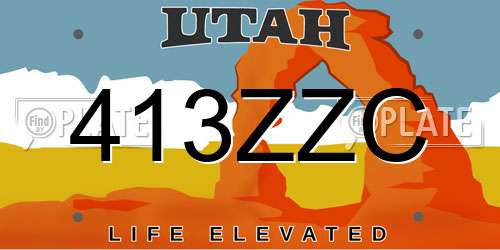 413ZZC Utah License Plate
