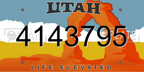 4143795 Utah License Plate