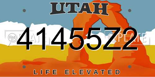 41455Z2 Utah License Plate