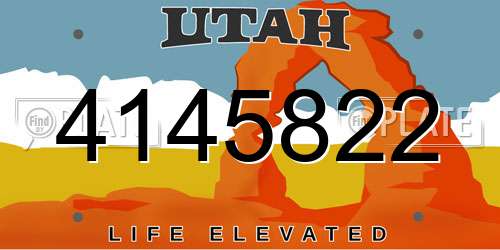 4145822 Utah License Plate