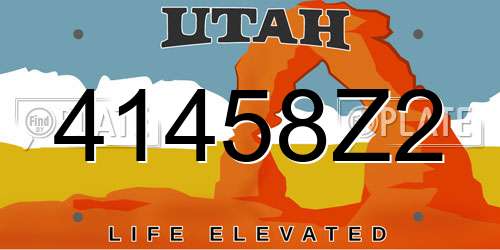 41458Z2 Utah License Plate