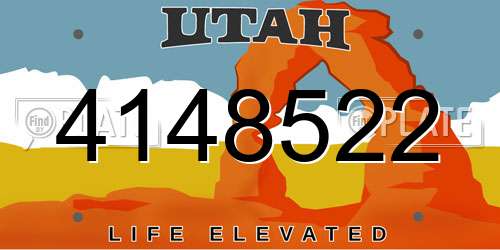 4148522 Utah License Plate