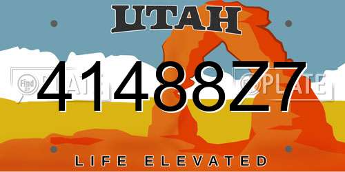 41488Z7 Utah License Plate