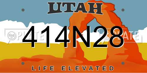 414N28 Utah License Plate