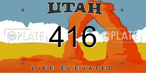 416 Utah License Plate