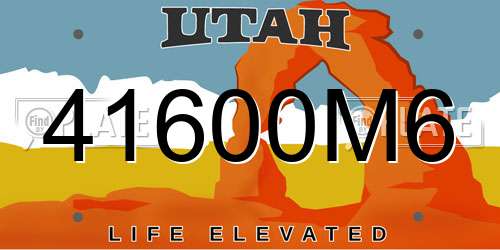 41600M6 Utah License Plate