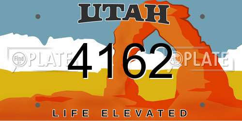 4162 Utah License Plate