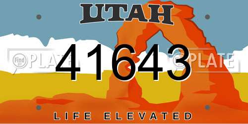 41643 Utah License Plate