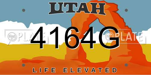 4164G Utah License Plate