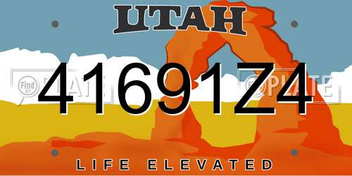 41691Z4 Utah License Plate