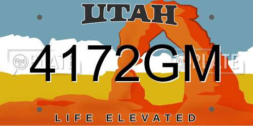 4172GM Utah License Plate