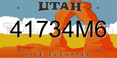 41734M6 Utah License Plate