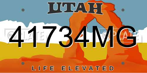 41734MG Utah License Plate