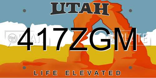 417ZGM Utah License Plate