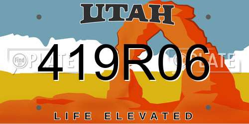 419R06 Utah License Plate