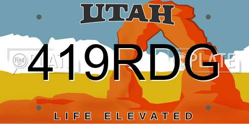 419RDG Utah License Plate