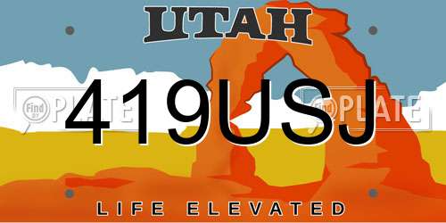 419USJ Utah License Plate