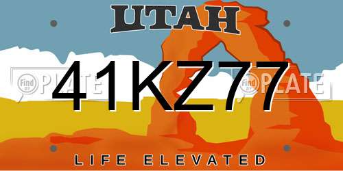 41KZ77 Utah License Plate