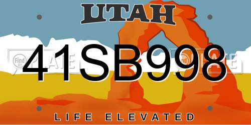 41SB998 Utah License Plate