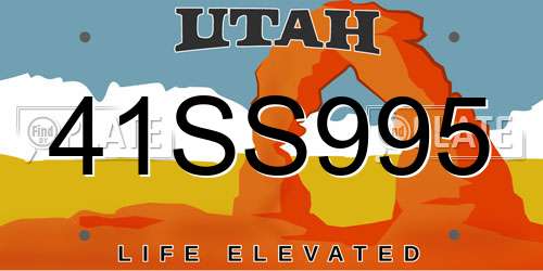 41SS995 Utah License Plate