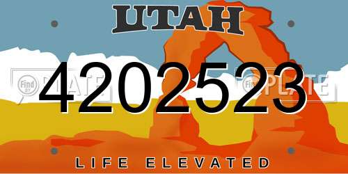 4202523 Utah License Plate