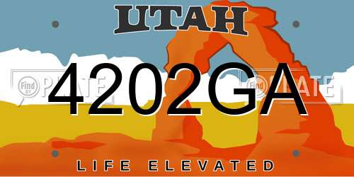 4202GA Utah License Plate