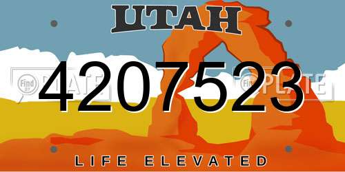 4207523 Utah License Plate