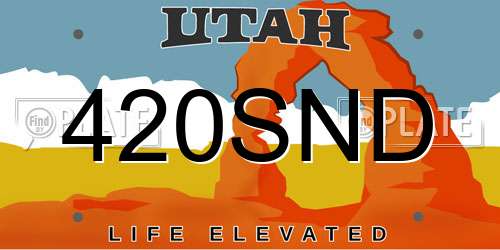 420SND Utah License Plate