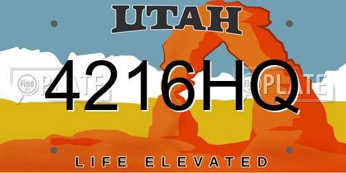 4216HQ Utah License Plate