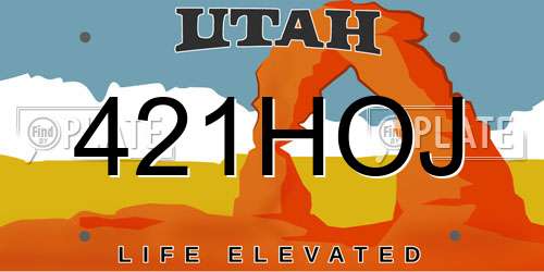 421HOJ Utah License Plate