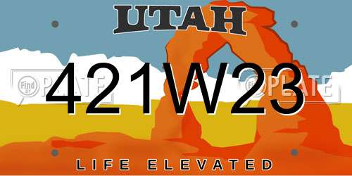421W23 Utah License Plate