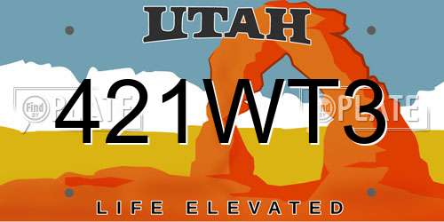 421WT3 Utah License Plate