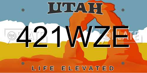 421WZE Utah License Plate