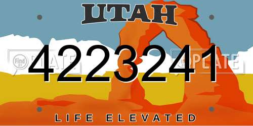4223241 Utah License Plate