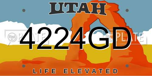 4224GD Utah License Plate