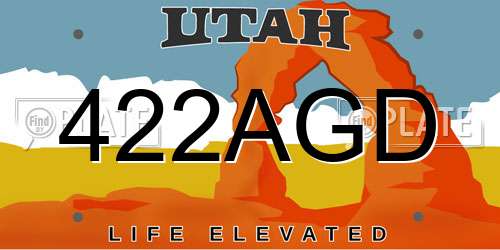 422AGD Utah License Plate