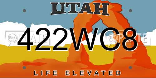 422WC8 Utah License Plate